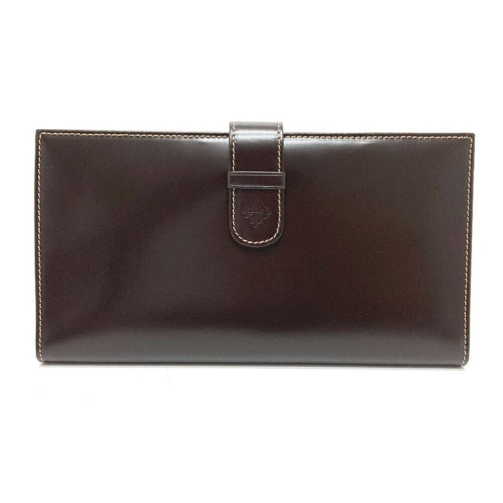 UNUSED PATEK PHILIPPE logo Novelty Two fold Travel case Brown